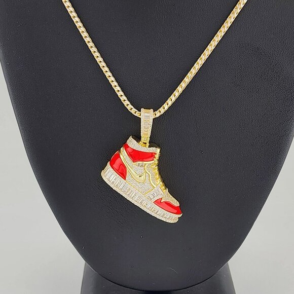 Other - Brand New Sterling Silver 925 Red Cz Sneaker Necklace